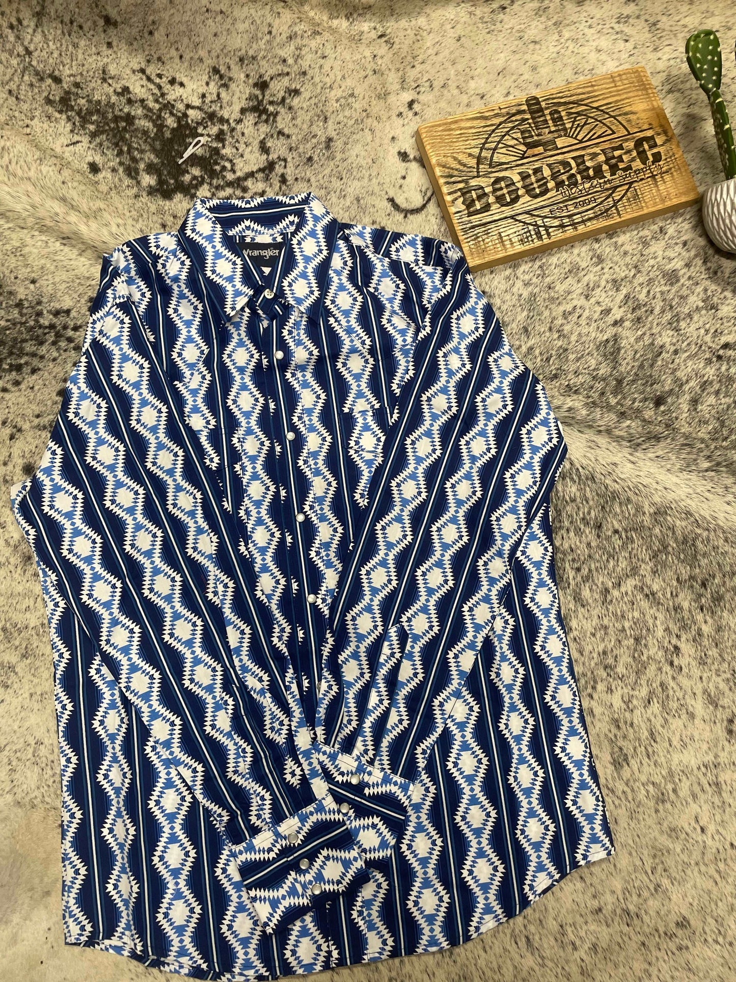 Wrangler Blue Checotah Pearl Snap Shirt Wrangler