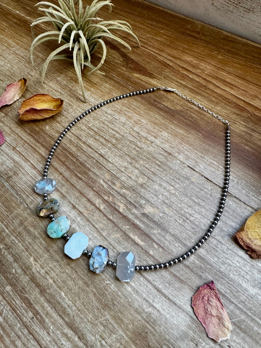 Peruvian Opal choker and Sterling Silver Pearls Necklaces Shopify Collective The Bijoux FAB Jewelry The Bijoux FAB Jewelry