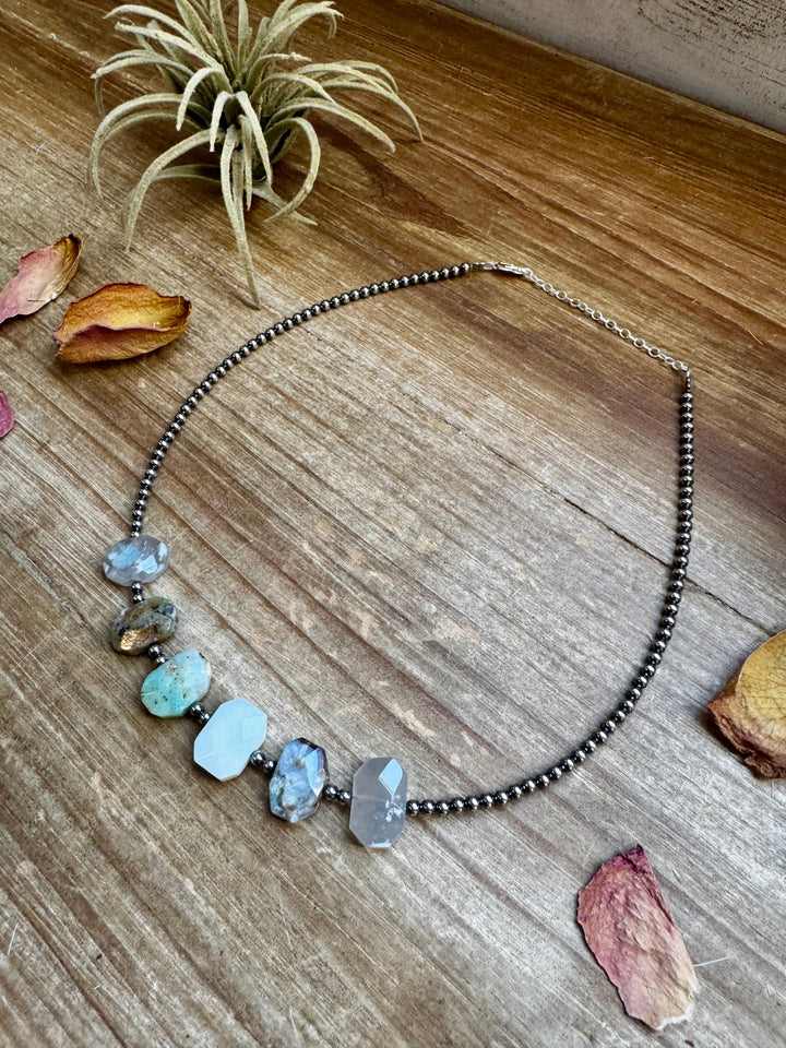 Peruvian Opal choker and Sterling Silver Pearls Necklaces Shopify Collective The Bijoux FAB Jewelry The Bijoux FAB Jewelry