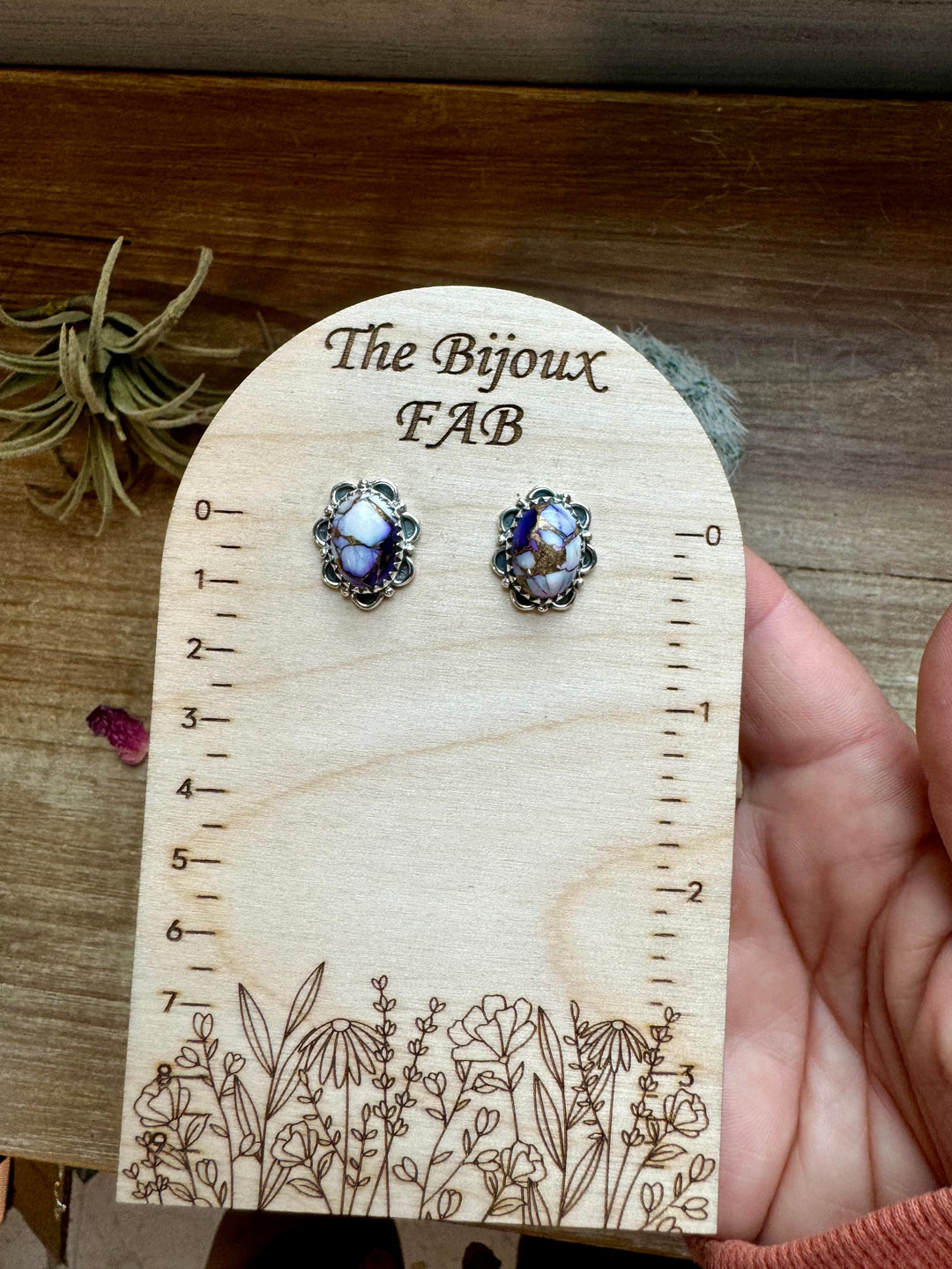 Stud earrings violet rose Earrings Shopify Collective The Bijoux FAB Jewelry The Bijoux FAB Jewelry