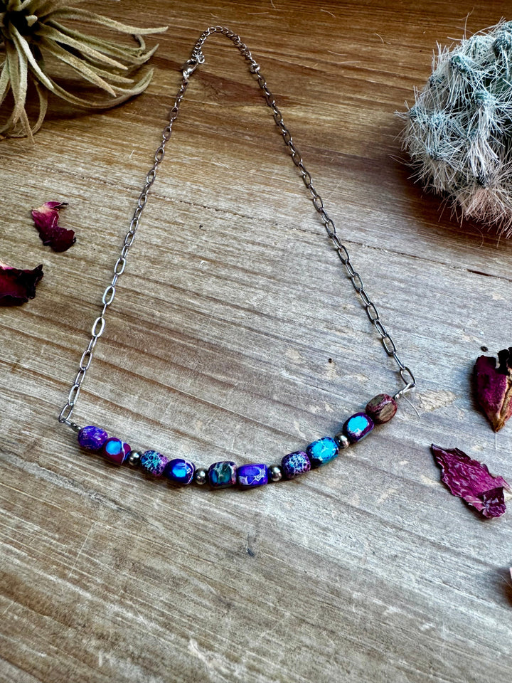 16 inch chain choker and Verascite sea sediment and sterling silver purple Necklaces Shopify Collective The Bijoux FAB Jewelry The Bijoux FAB Jewelry