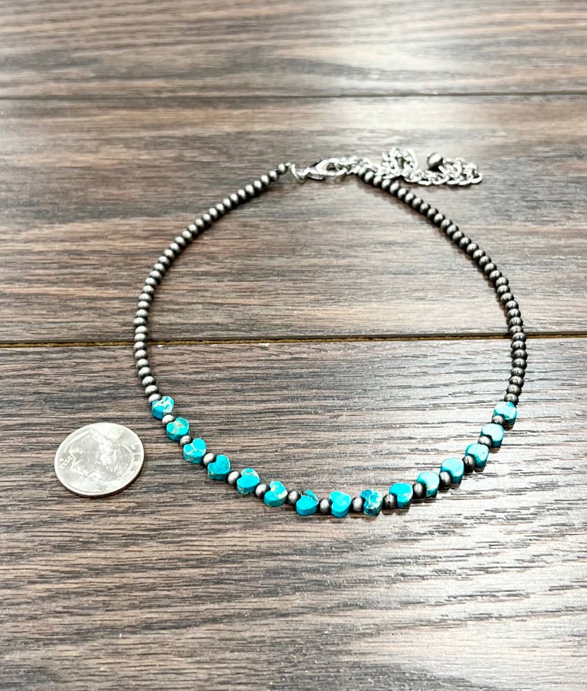 735794, Handmade 15" Navajo Heart Gemstone Necklace ISAC Trading Inc