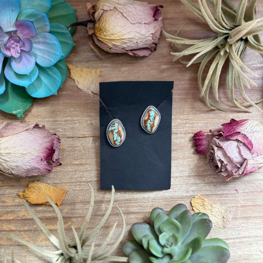 29 - Sterling Silver Ribbon Royston Turquoise Stud Earrings by Jason Ogg Earrings Shopify Collective The Bijoux FAB Jewelry The Bijoux FAB Jewelry