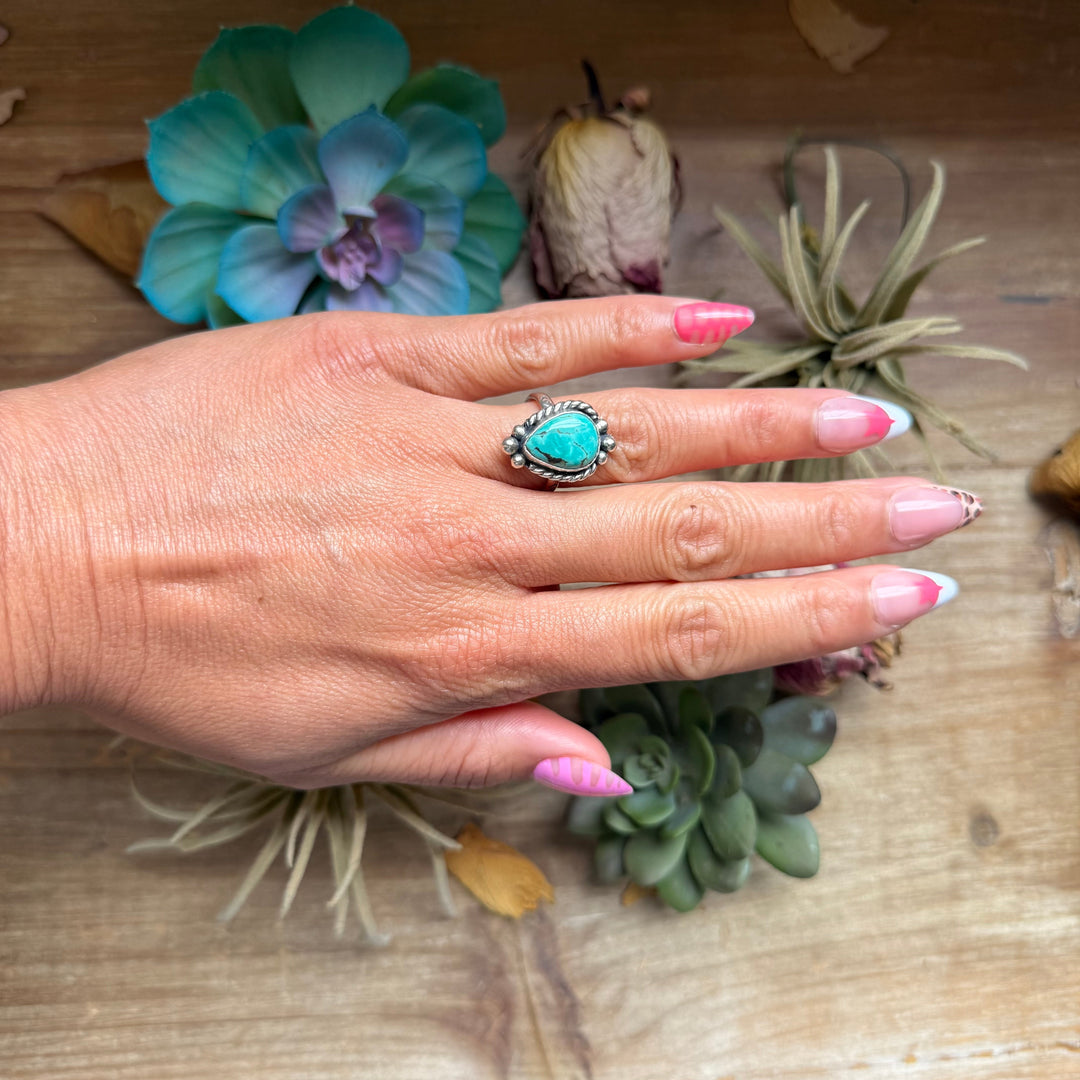 126 - Sterling Silver Tyrone Turquoise Medicine Man Eye Stamped Stacking Ring by Jason Ogg Ring Shopify Collective The Bijoux FAB Jewelry The Bijoux FAB Jewelry