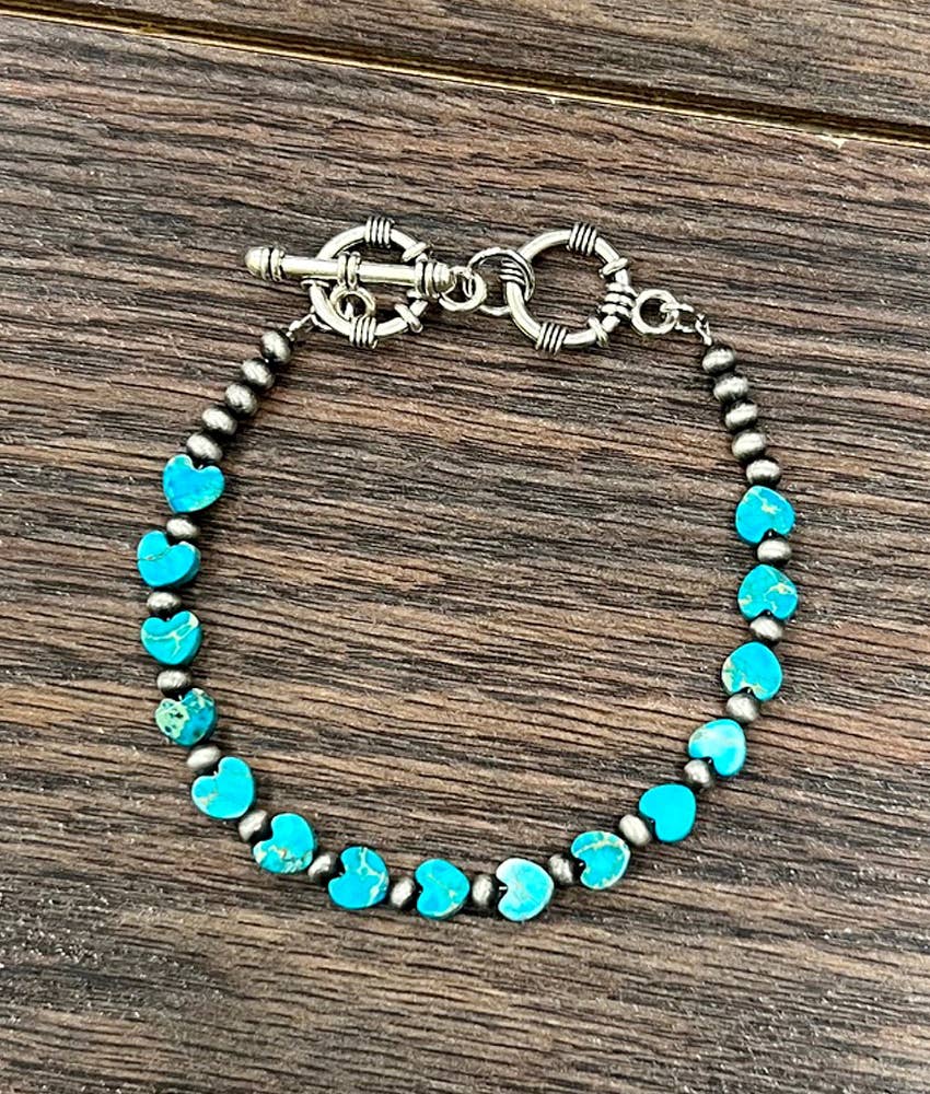 711471, Handmade 6mm Heart Gemstone Adjustable Bracelet - Double C Western SupplyISAC Trading Inc