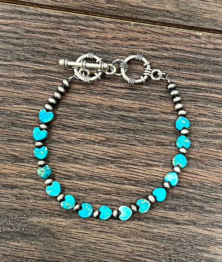 711471, Handmade 6mm Heart Gemstone Adjustable Bracelet - Double C Western SupplyISAC Trading Inc