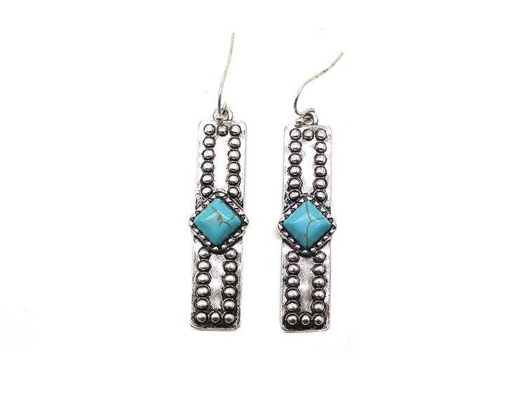 Western Turquoise Stone Bar Earrings SE2684SBTQ Earrings costume jewelry Earrings jewelry Snowing West