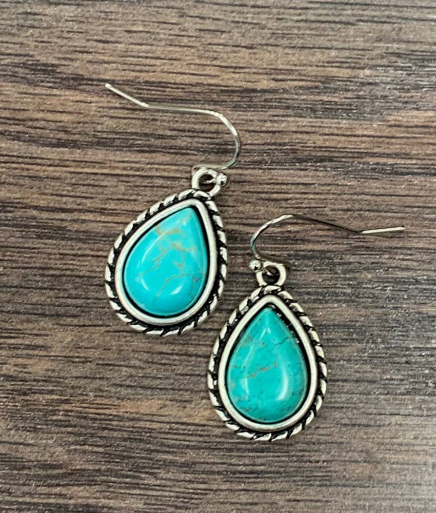 721936-1, 13mm Drop Turquoise Earrings - Double C Western SupplyISAC Trading Inc