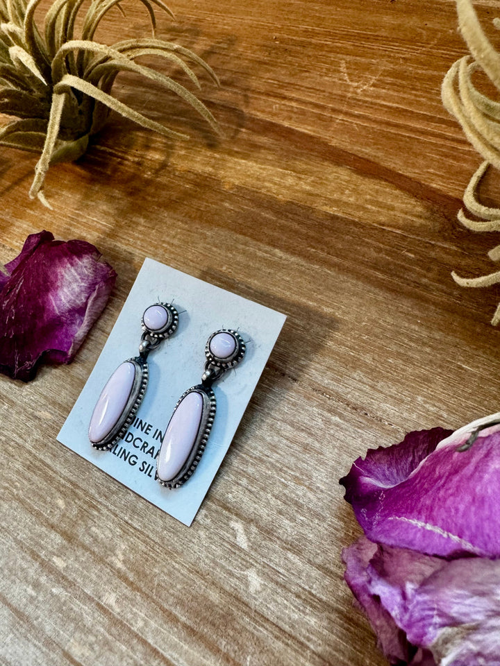 Pink Conch Dangle Earrings – Sterling Silver – Native Made by Marcella James Earrings Shopify Collective The Bijoux FAB Jewelry The Bijoux FAB Jewelry