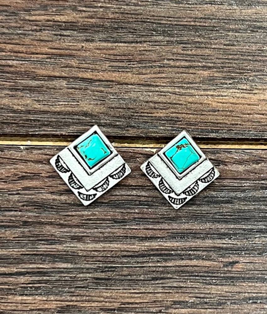 724232, 0.8" Boho Turquoise Stud Earrings - Double C Western SupplyISAC Trading Inc