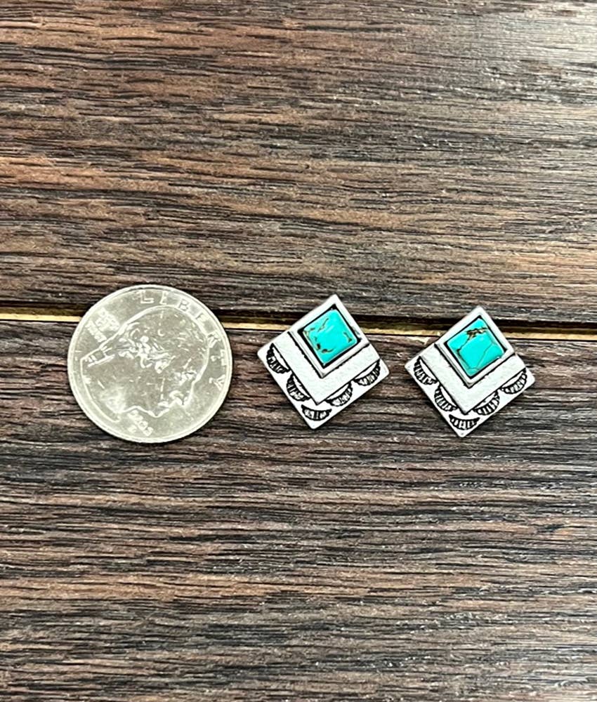 724232, 0.8" Boho Turquoise Stud Earrings - Double C Western SupplyISAC Trading Inc