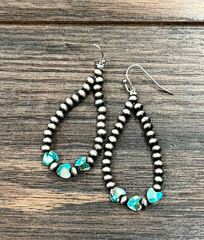 726193, Handmade Navajo Heart Gemstone Earrings - Double C Western SupplyISAC Trading Inc