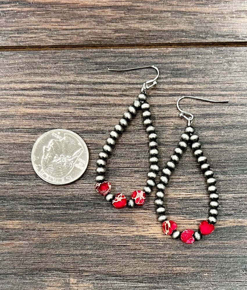 726194, Handmade Navajo Heart Gemstone Earrings - Double C Western SupplyISAC Trading Inc
