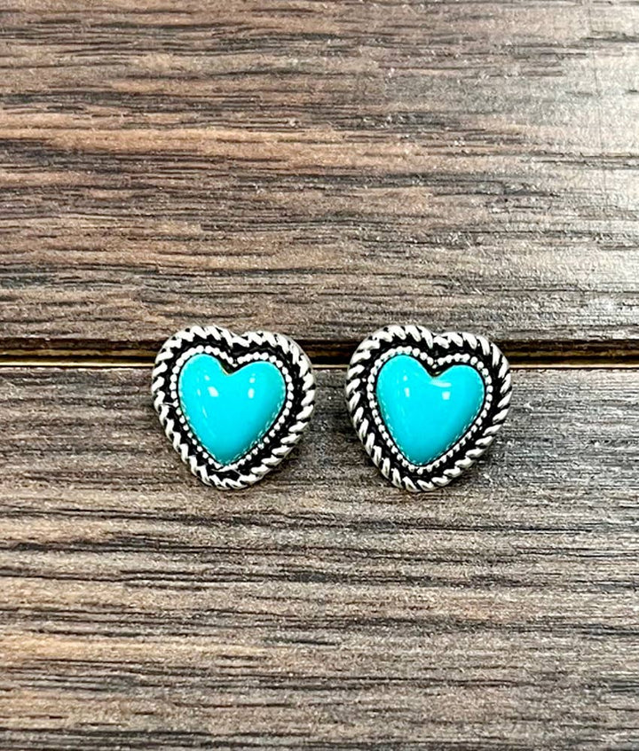 726405-1, 9mm Heart Stone Stud Earrings - Double C Western SupplyISAC Trading Inc
