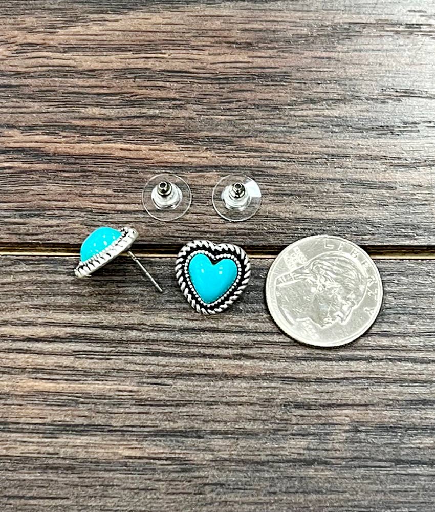 726405-1, 9mm Heart Stone Stud Earrings - Double C Western SupplyISAC Trading Inc