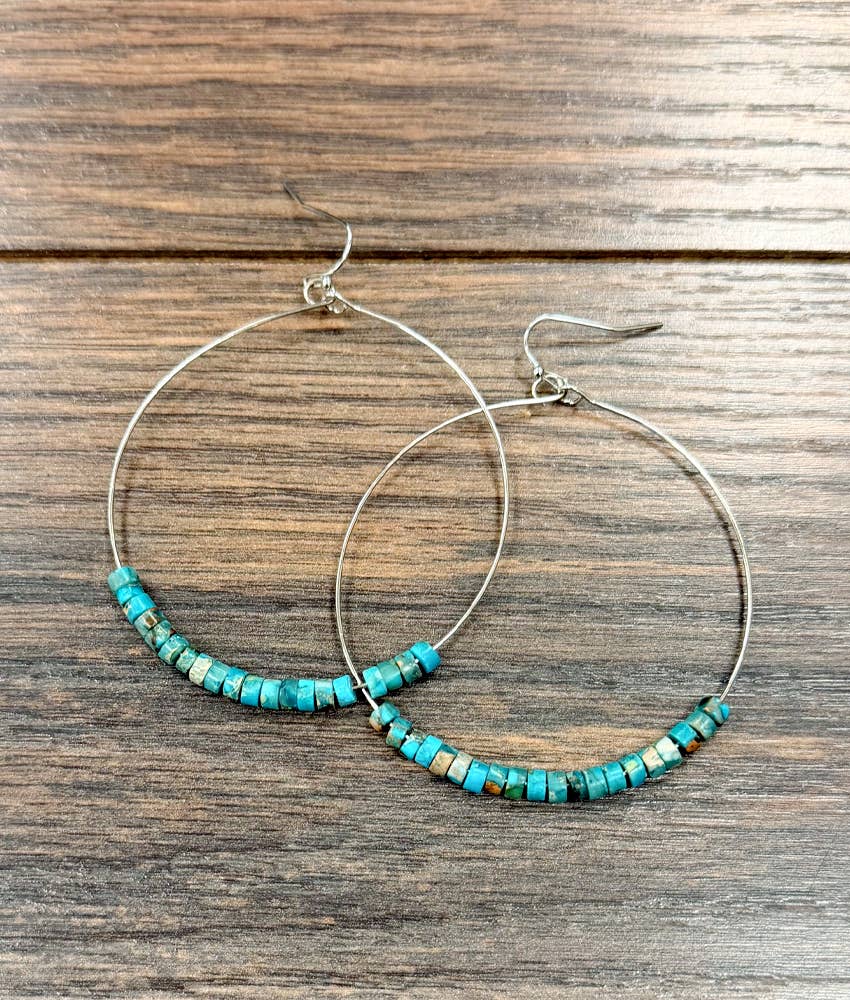 726544, 2.5" Handmade Gemstone Hoop Earrings - Double C Western SupplyISAC Trading Inc