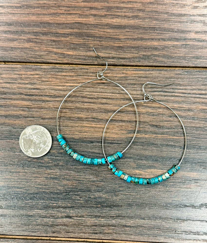 726544, 2.5" Handmade Gemstone Hoop Earrings - Double C Western SupplyISAC Trading Inc