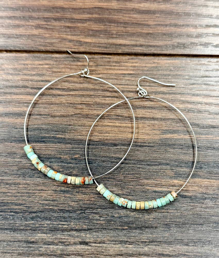 726549, 2.5" Handmade Gemstone Hoop Earrings - Double C Western SupplyISAC Trading Inc