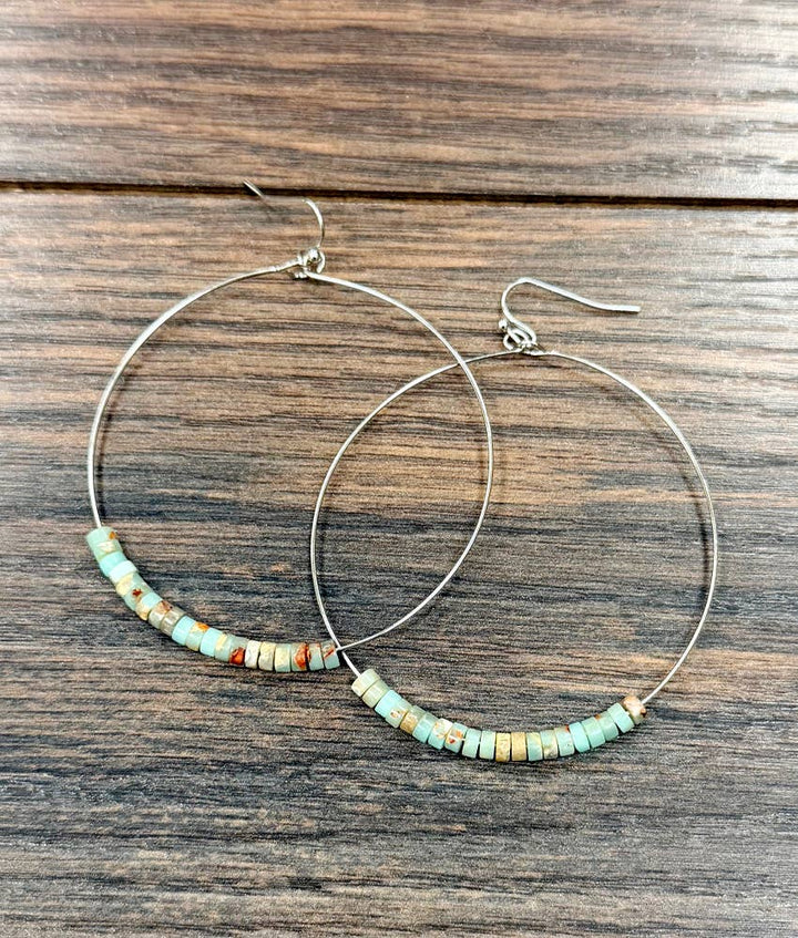 726549, 2.5" Handmade Gemstone Hoop Earrings - Double C Western SupplyISAC Trading Inc