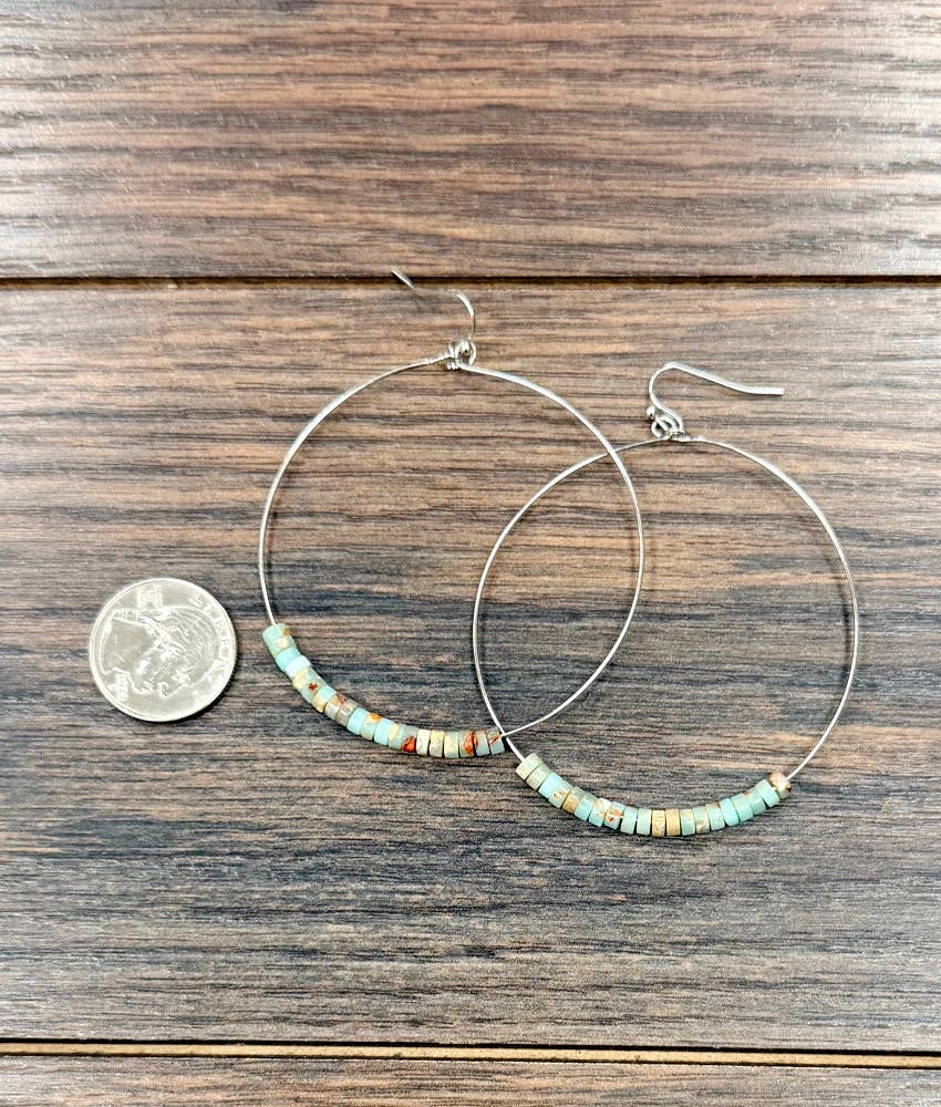 726549, 2.5" Handmade Gemstone Hoop Earrings - Double C Western SupplyISAC Trading Inc