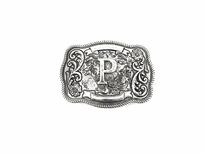 Western Filigree Initial Belt Buckle SX1014T Belt Buckle P Belt Buckle Men's Women's Snowing West
