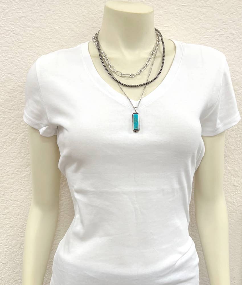 735247, 20" Handmade Navajo Bar Turquoise Necklace - Double C Western SupplyISAC Trading Inc