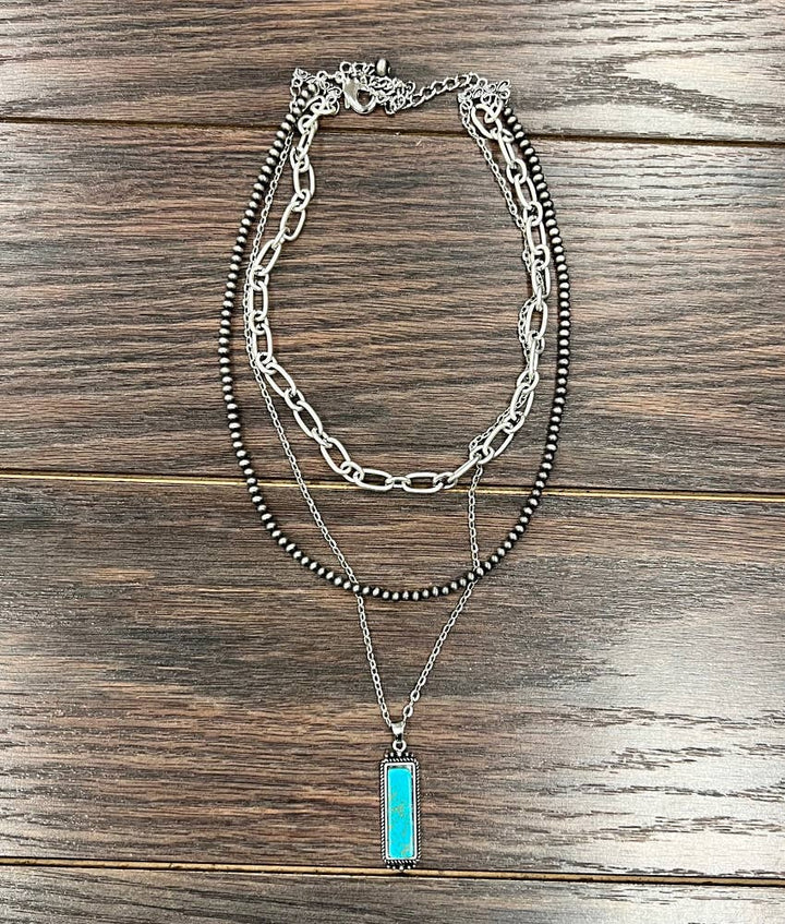 735247, 20" Handmade Navajo Bar Turquoise Necklace - Double C Western SupplyISAC Trading Inc