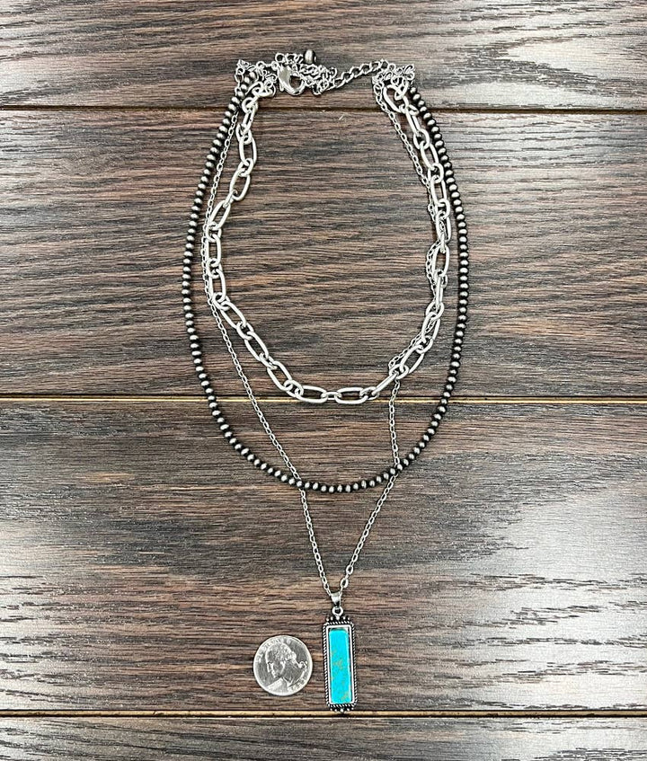 735247, 20" Handmade Navajo Bar Turquoise Necklace - Double C Western SupplyISAC Trading Inc