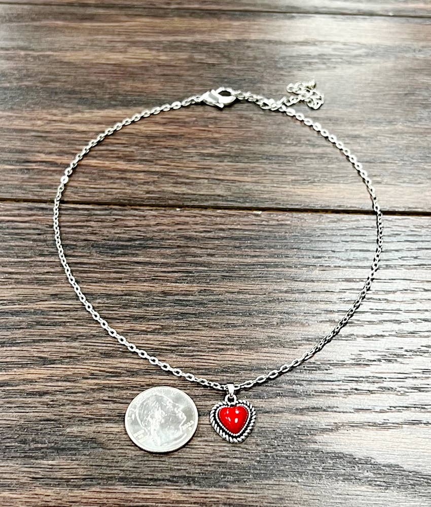 735949, 16" Heart Synthetic Stone Necklace - Double C Western SupplyISAC Trading Inc