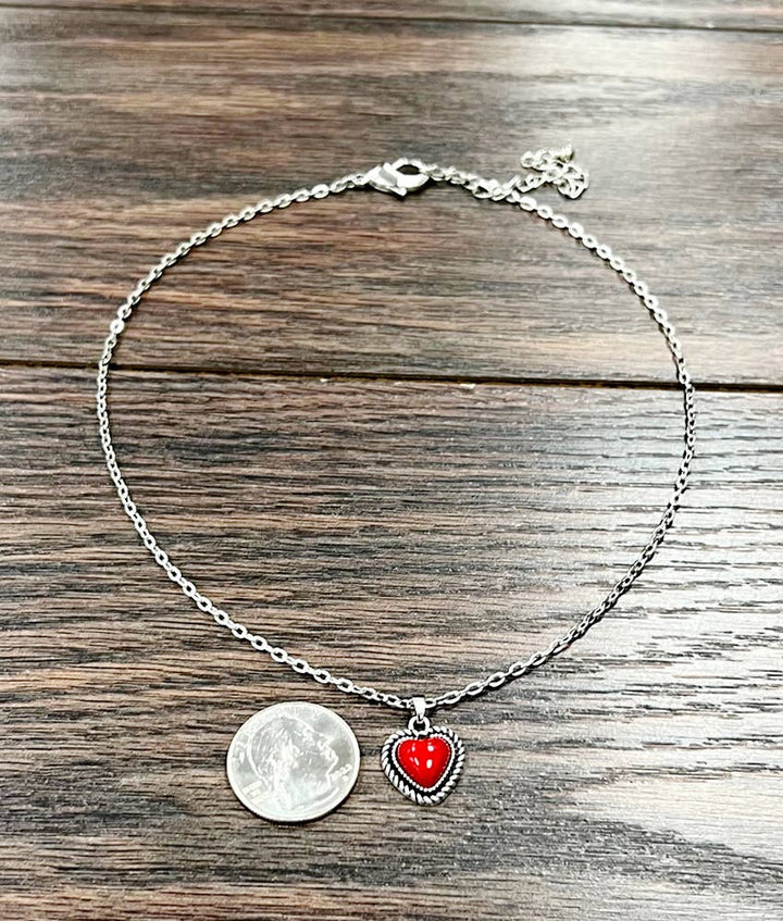 735949, 16" Heart Synthetic Stone Necklace - Double C Western SupplyISAC Trading Inc