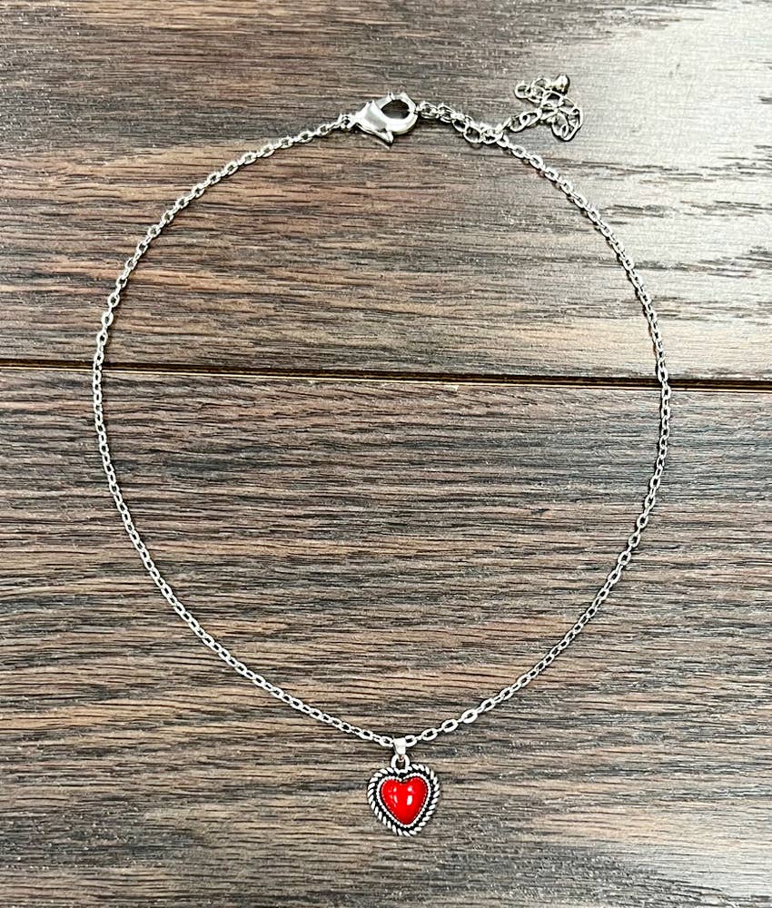 735949, 16" Heart Synthetic Stone Necklace - Double C Western SupplyISAC Trading Inc