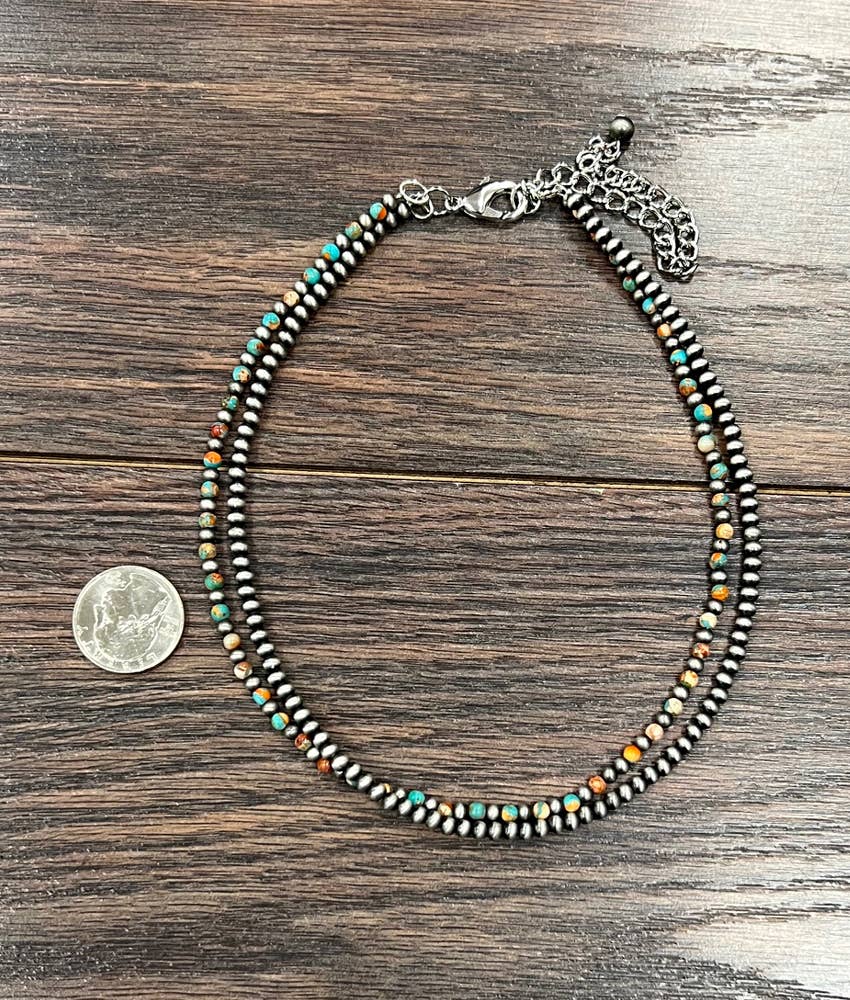 736388, 15" Handmade Navajo Gemstone Necklace - Double C Western SupplyISAC Trading Inc