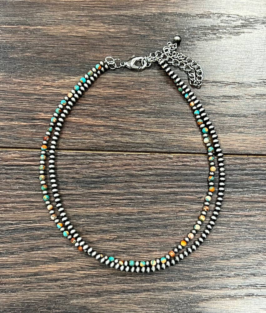 736388, 15" Handmade Navajo Gemstone Necklace - Double C Western SupplyISAC Trading Inc