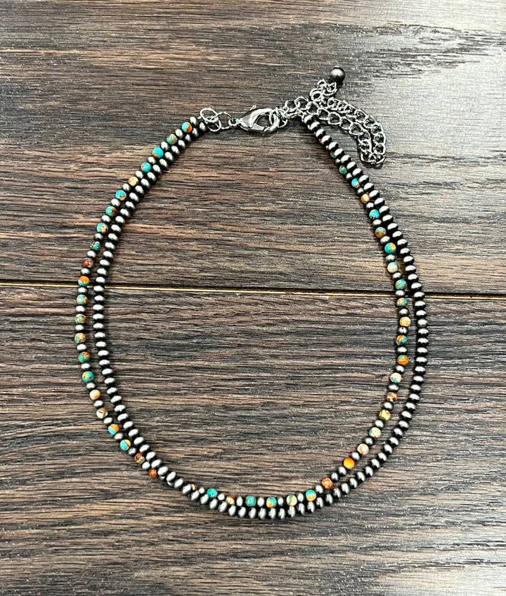 736388, 15" Handmade Navajo Gemstone Necklace - Double C Western SupplyISAC Trading Inc