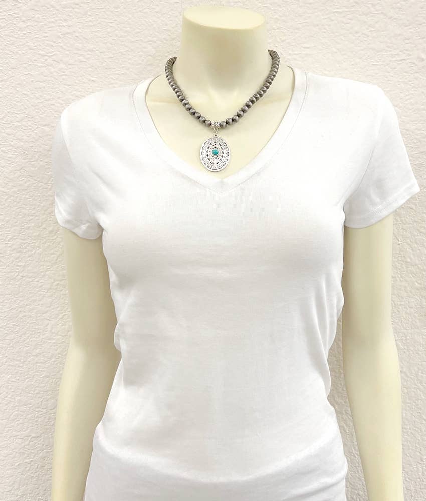 739665, 16" Handmade Navajo Concho Necklace - Double C Western SupplyISAC Trading Inc