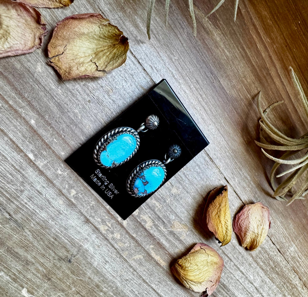 Golden Hill Turquoise Dangle Earrings – Sterling Silver, Post Style, USA Made Earrings Shopify Collective The Bijoux FAB Jewelry The Bijoux FAB Jewelry
