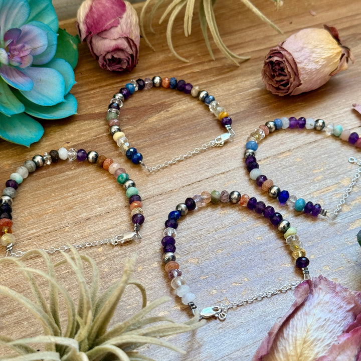 6.25” Mixed Gemstone Bracelet – 6mm Sterling Silver Pearls Bracelets Shopify Collective The Bijoux FAB Jewelry The Bijoux FAB Jewelry