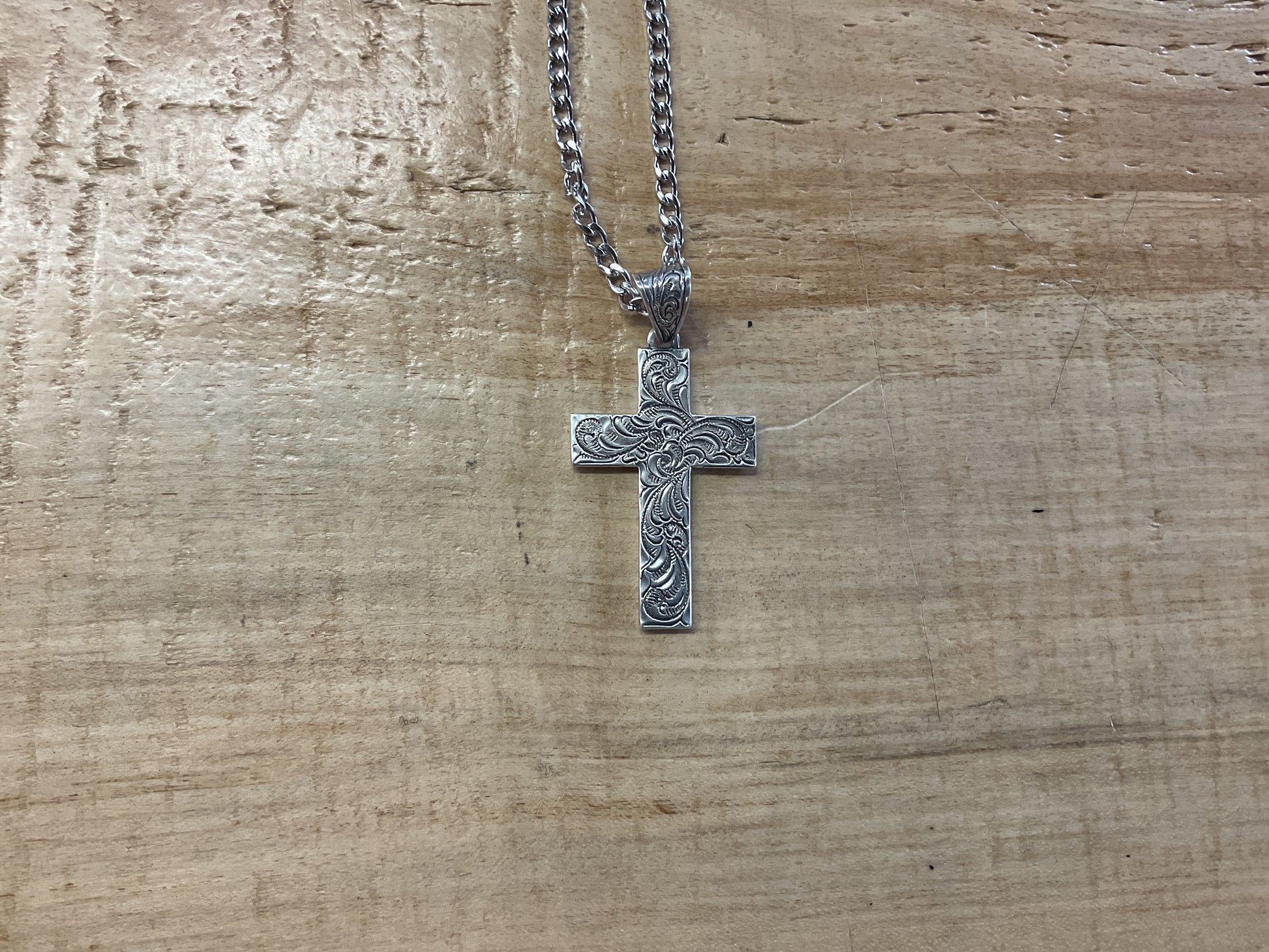 Men's Twister Silver Scrolled Cross Necklace necklace Women's M&F