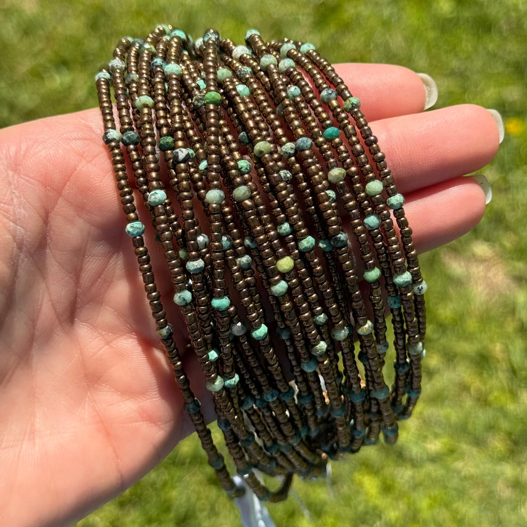 Turquoise & Copper Glass Bead Choker 14” Choker Shopify Collective The Bijoux FAB Jewelry The Bijoux FAB Jewelry