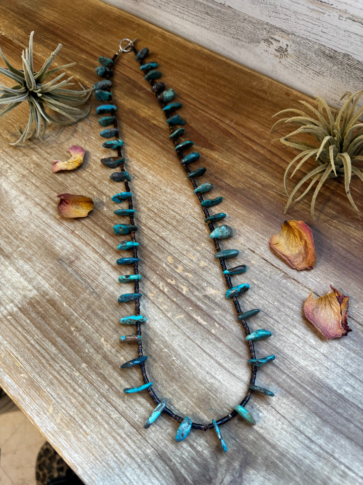 30 inch long shell and turquoise necklace Necklaces Shopify Collective The Bijoux FAB Jewelry The Bijoux FAB Jewelry