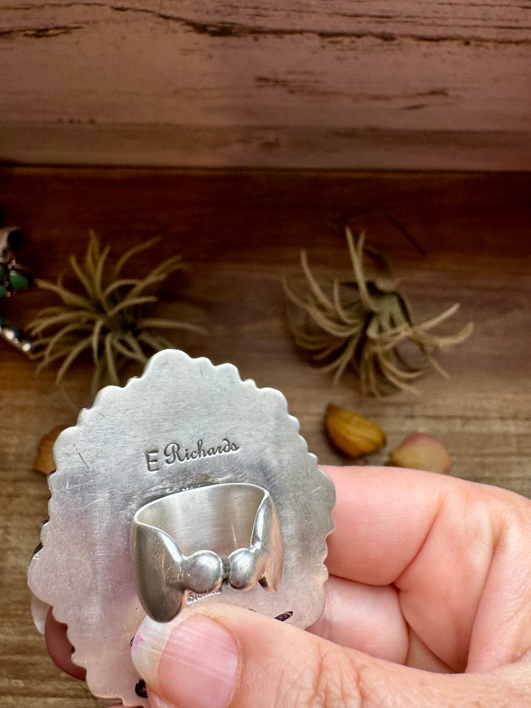 Adjustable Cluster Ring – Spiny Oyster & Sonoran Gold by E. Richards, Native Made ring Shopify Collective The Bijoux FAB Jewelry The Bijoux FAB Jewelry