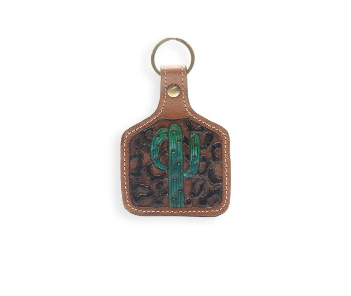 Saguaro Mist Hand-tooled Leather Key Fob Key chain Myra