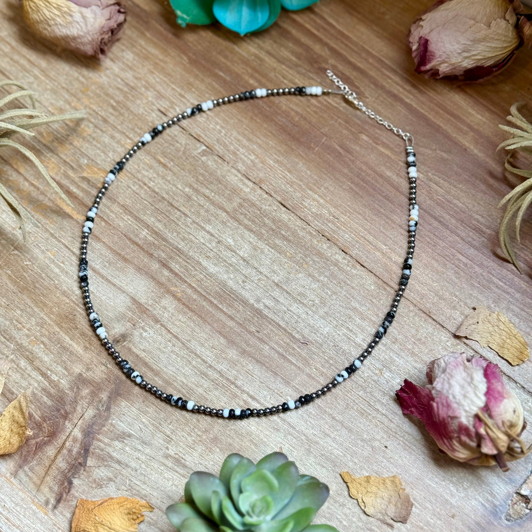 Faceted Zebra Jasper Necklace – 19" + Extender – 3mm Necklaces Shopify Collective The Bijoux FAB Jewelry The Bijoux FAB Jewelry