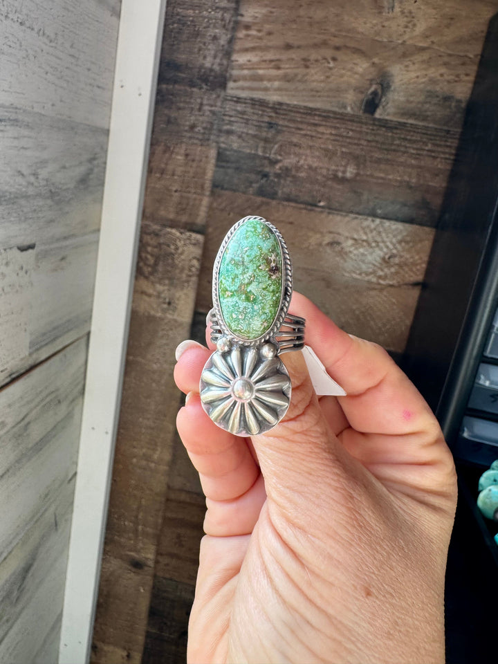 Green Turquoise Concho Ring – Size 9 – Navajo Handmade by Boyd Ashley ring Shopify Collective The Bijoux FAB Jewelry The Bijoux FAB Jewelry