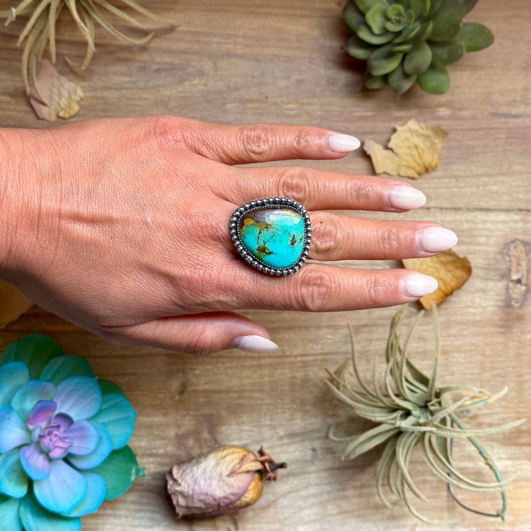 MJ Blue Turquoise Ring – Sterling Silver Adjustable Band Ring Shopify Collective The Bijoux FAB Jewelry The Bijoux FAB Jewelry
