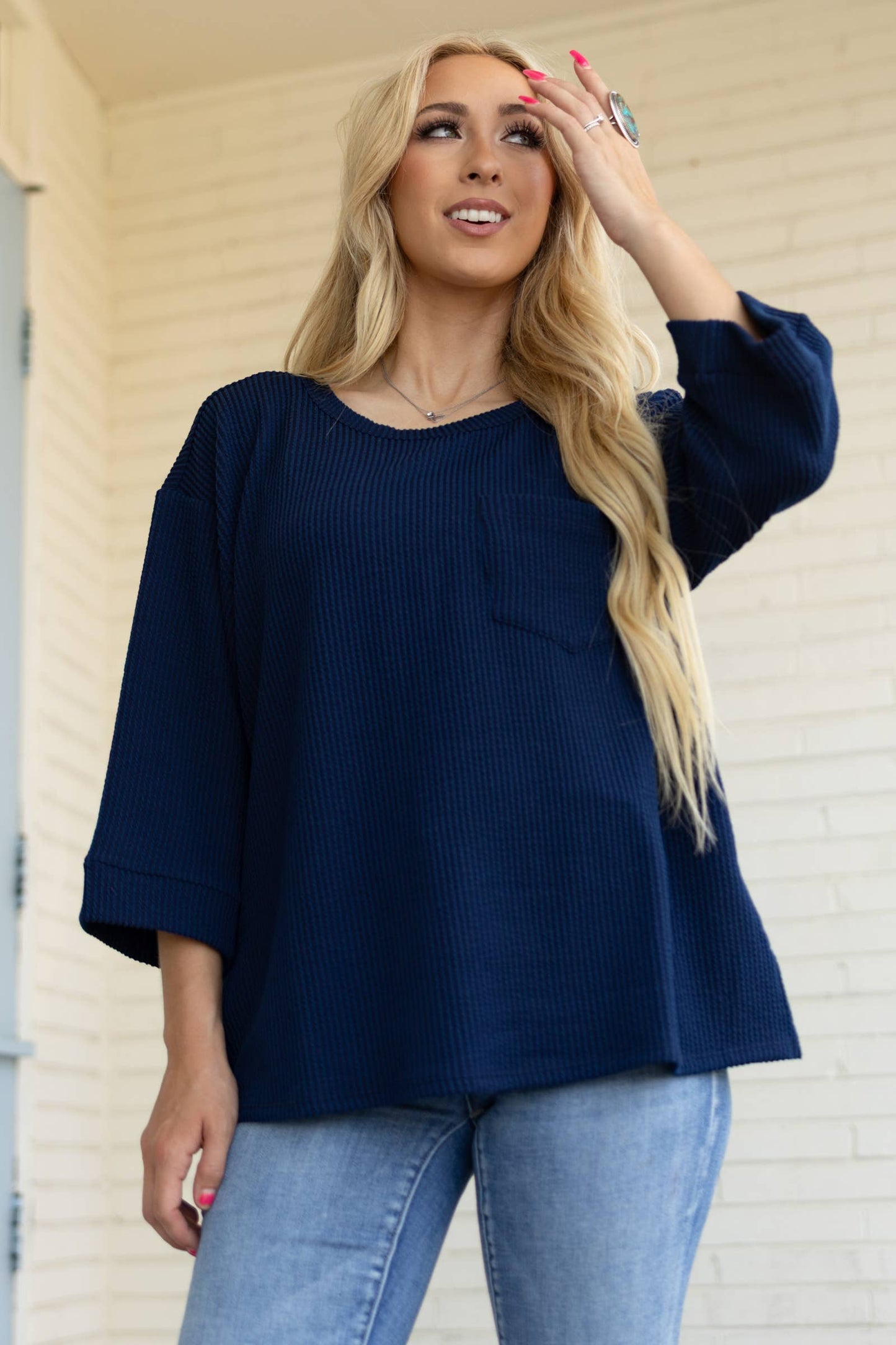 Ribbed 3/4 Sleeve Knit Top Andrée by Unit