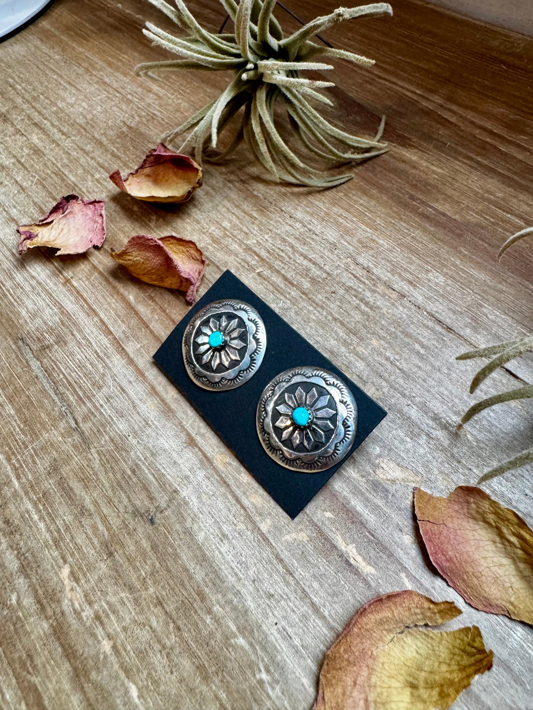 Concho Earrings – Kingman Turquoise & Sterling Silver Earrings Shopify Collective The Bijoux FAB Jewelry The Bijoux FAB Jewelry