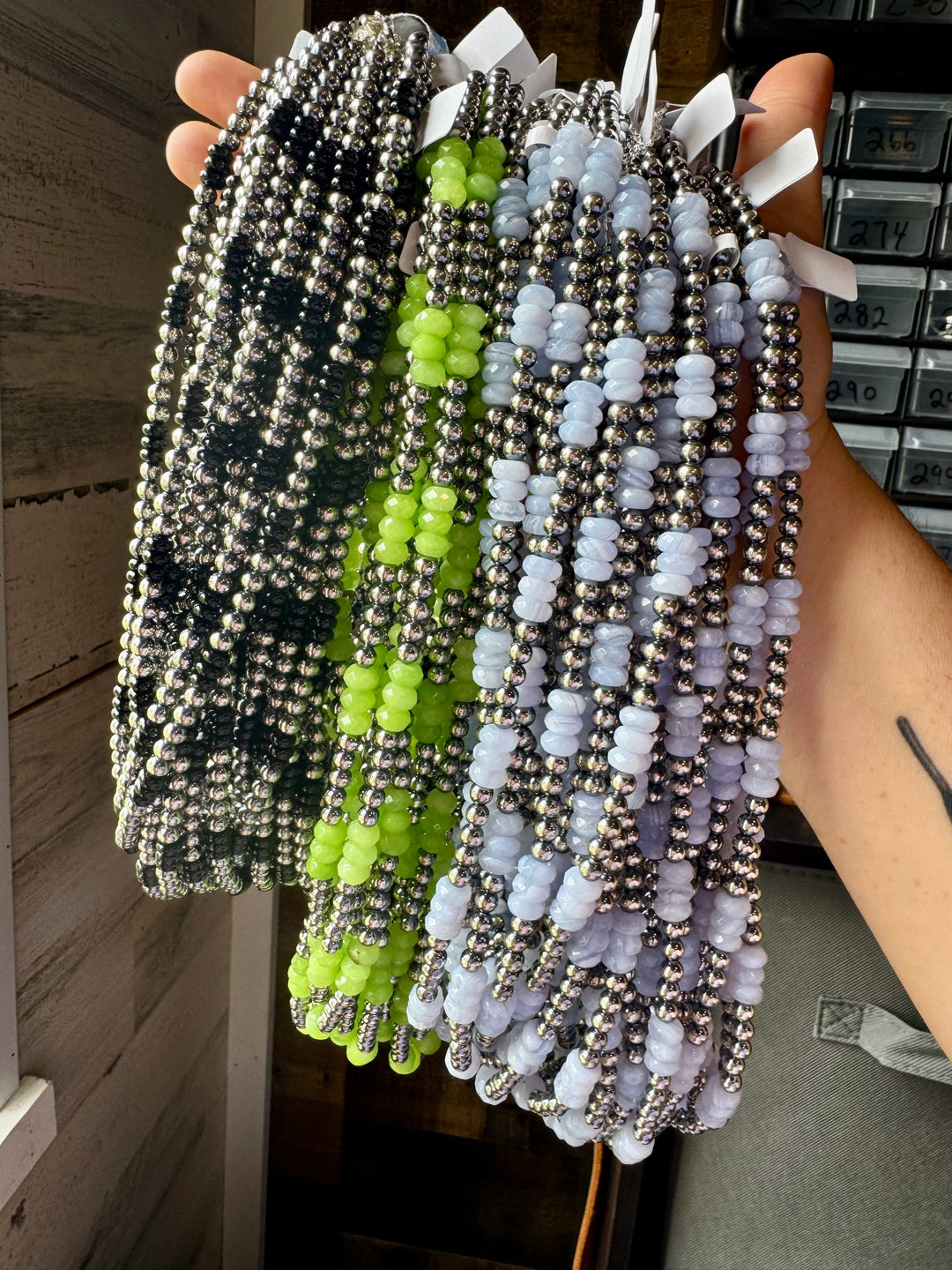 Blue Lace Agate & Sterling Silver Pearl Necklace – 20 ½” Plus Extender Necklaces Shopify Collective The Bijoux FAB Jewelry The Bijoux FAB Jewelry