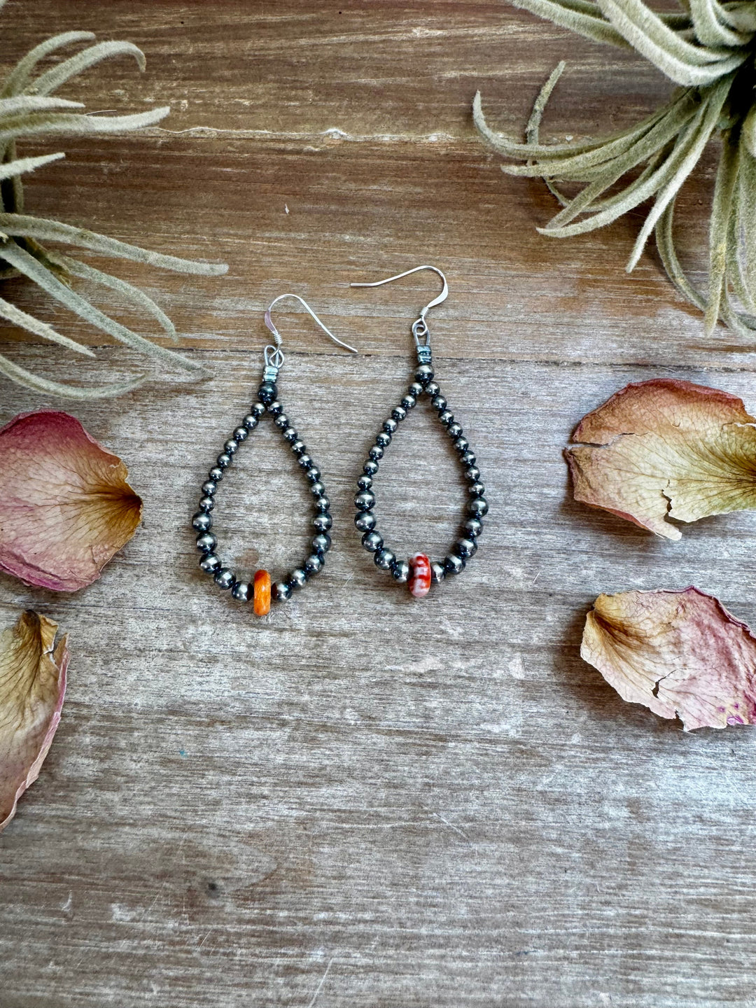 Teardrop Earrings – Sterling Silver with Spiny Oyster Center Earrings Shopify Collective The Bijoux FAB Jewelry The Bijoux FAB Jewelry