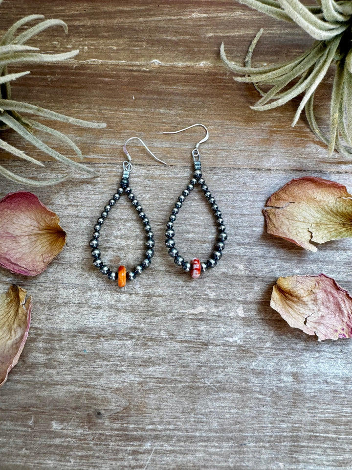 Teardrop Earrings – Sterling Silver with Spiny Oyster Center Earrings Shopify Collective The Bijoux FAB Jewelry The Bijoux FAB Jewelry